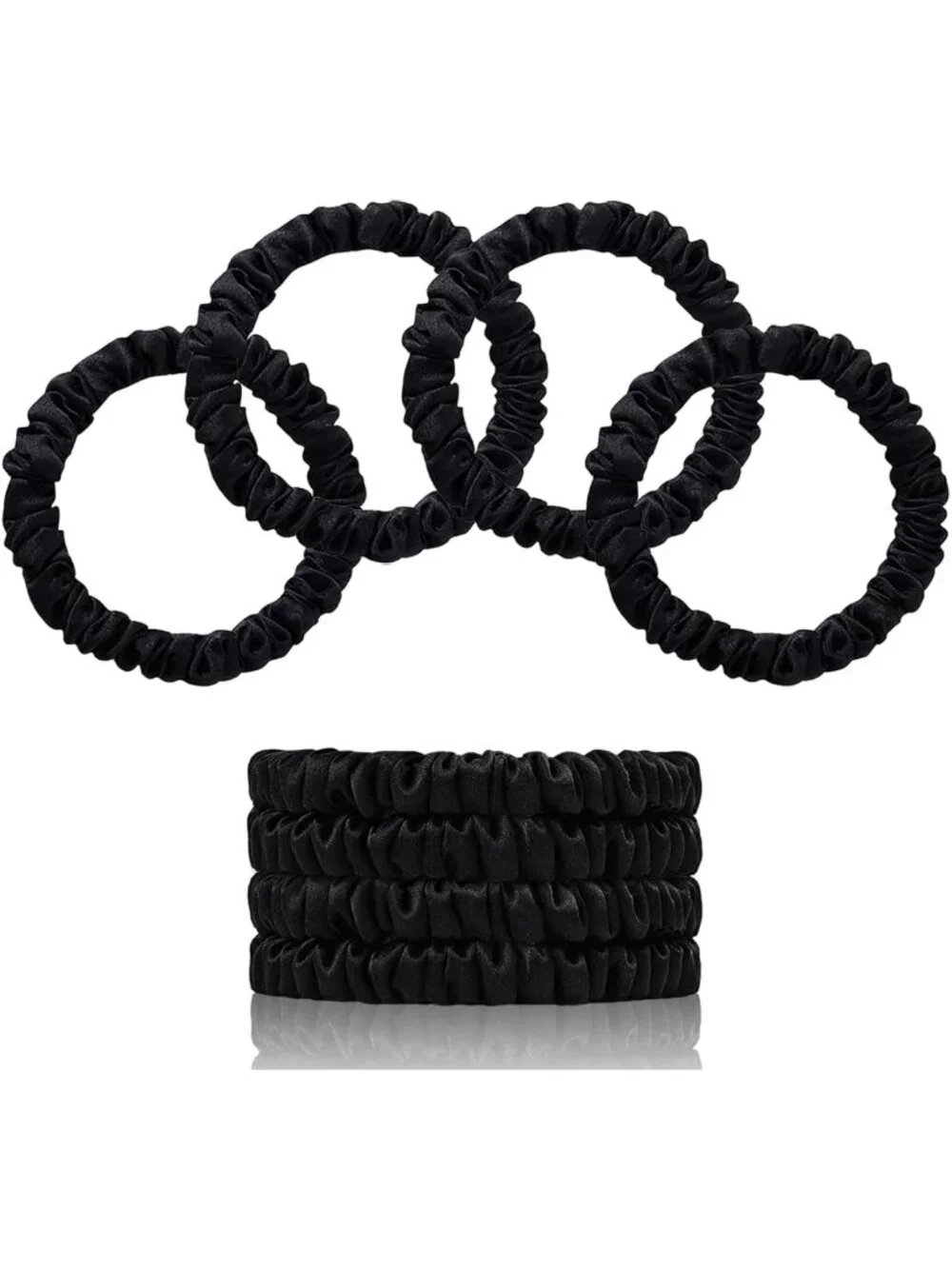 Luxurious 100% Mulberry Silk Hair Ties & Scrunchies Set - 4PCS for Women